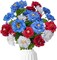 20 Stmes Memorial Day Flowers for Cemetery 13.77IN Outdoor Grave Decorations Artificial Patriotic Cemetery Flowers for Grave Red White Blue Dasiy Headstone Vase for Veterans